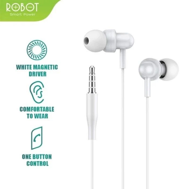 ROBOT Wired Earphones 2 Basic Case 3.5mm In-Ear Stereo Earbuds Built-in Microphone Cell Phone Headse