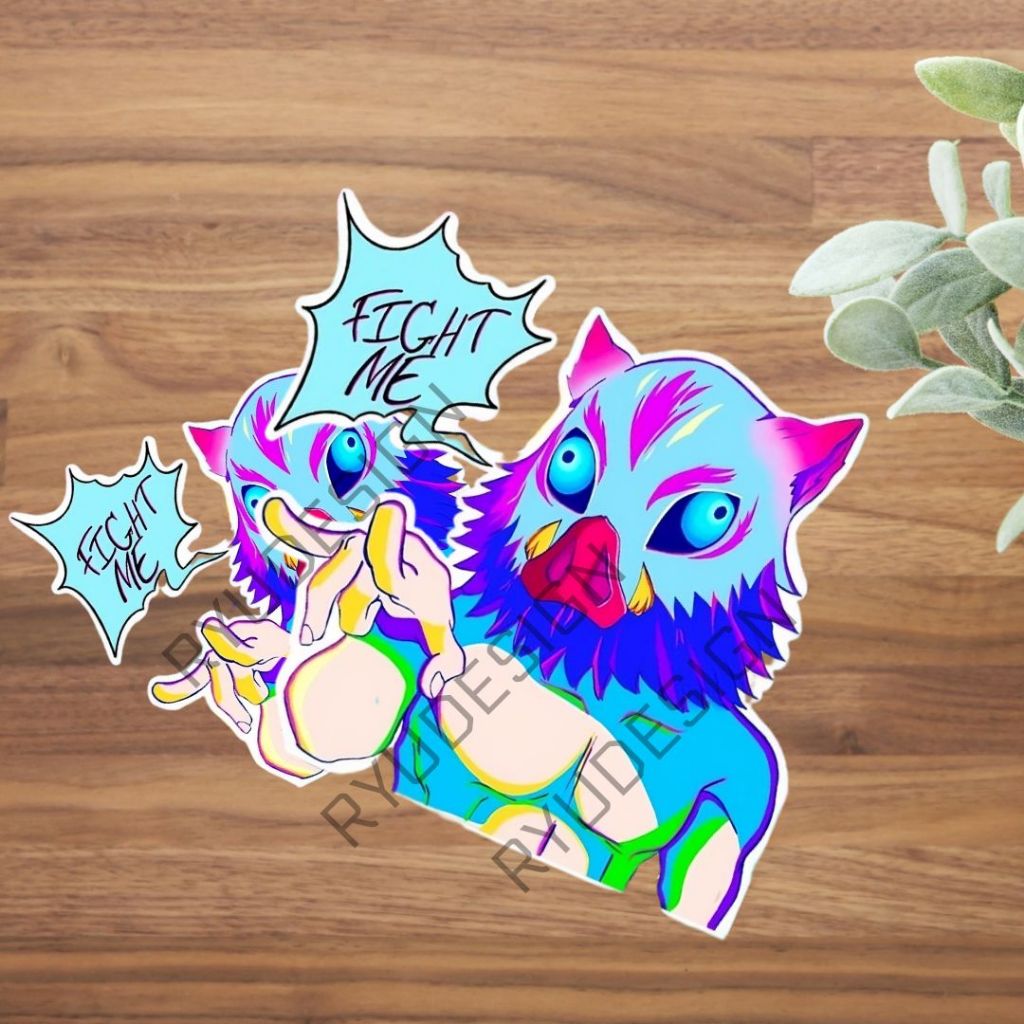

Stiker Anime Kimetsu No Yaiba Hashibara Inosuke Neon Babi Besar