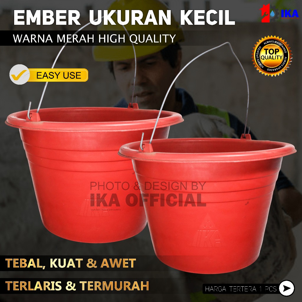 Ember Plastik WARNA KECIL MERAH Ember Cor Anti Pecah | Ember Bangunan BESAR- HARGA PABRIK DIJAMIN PA