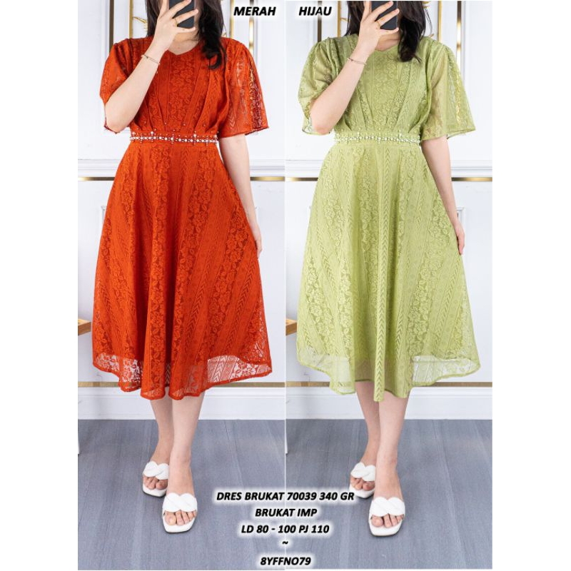 DRESS PUTIH BRUKAT DRESS TILE BORDIR PREMIUM GAUN NATAL SIDI BAPTIS BAJU KE GEREJA ASD 700399