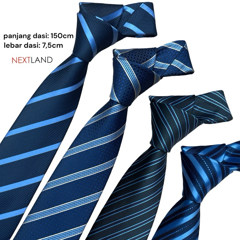 RcWL NEXTLAND dasi pria biru dongker navy striped manual 150cm x 7,5cm