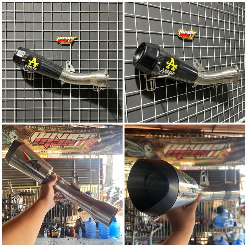 knalpot Austin racing type shark & Arrow zx25r slip on header ori potong