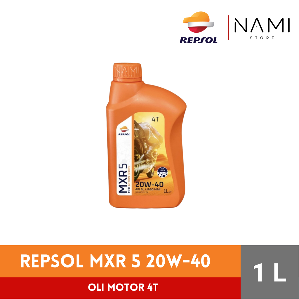 *REPSOL MXR 5/ MXR5 20w40 (1L)* Oli Mesin Motor API SL JASO MA - ORIGINAL