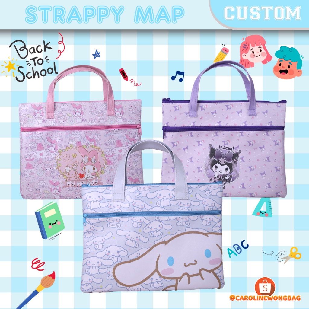 TAS FOLDER FULL PRINT (STRAPPY MAP) CUSTOM SATUAN FREE NAMA ANAK