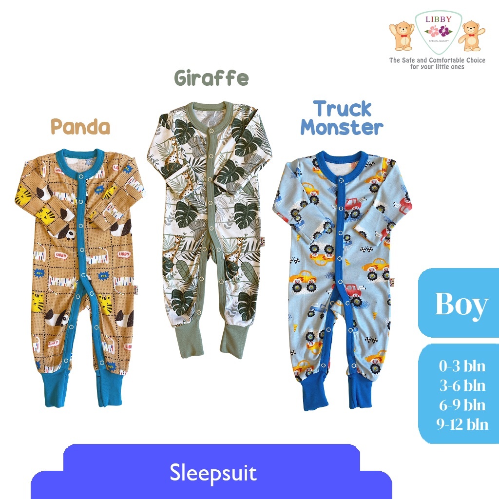 Libby Baju Bayi Sleepsuit Premium Laki laki Perempuan Motif Boy Girl 0 - 1 tahun