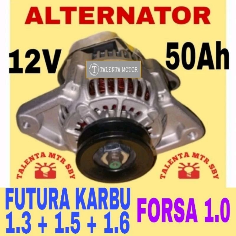 BERGARANSI. ALTERNATOR FUTURA KARBU 1.3 + 1.5 + 1.6  FORSA GLX 1.0 DINAMO AMPER AMPERE CARBU 5O AH