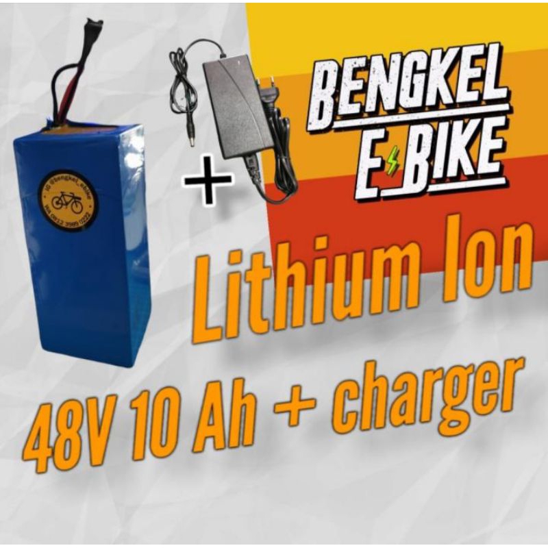 Battery Sepeda Listrik Ebike 48V 10Ah baterai lithium-ion + Charger