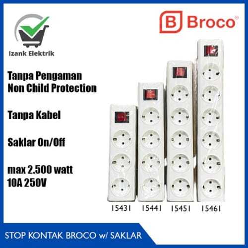 STOP KONTAK / TERMINAL COLOKAN BROCO 3/4/5/6 LUBANG + Saklar / Switch / ON OFF STOP KONTAK BROCO SAK