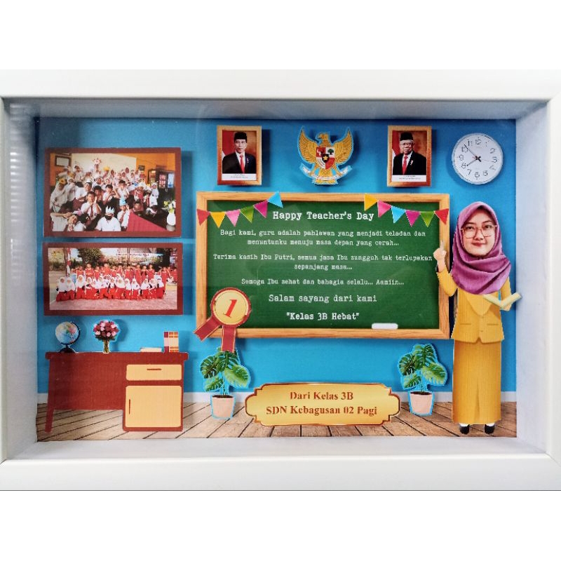 scrapbook pop up art hadiah perpisahan hari guru unik murah bingkai 3D