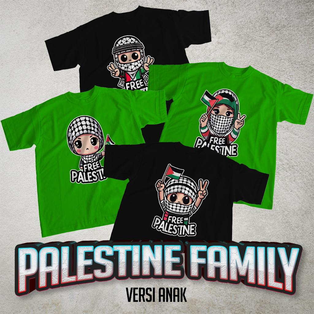 Desain Kaos Keren - Kaos Islami Pasangan Free Palestine (Versi Anak)