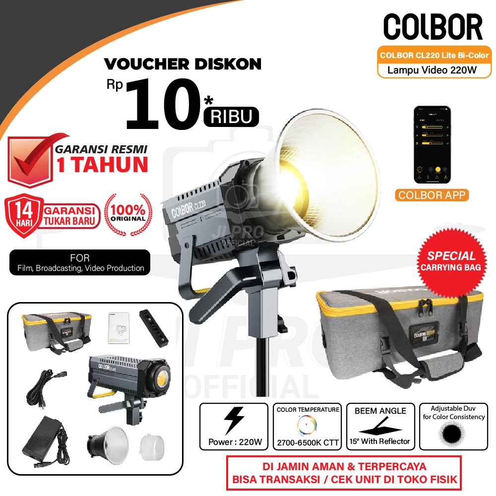 COLBOR CL220 Lite Bi-Color COB LED Lampu Video Light 220W CL 220