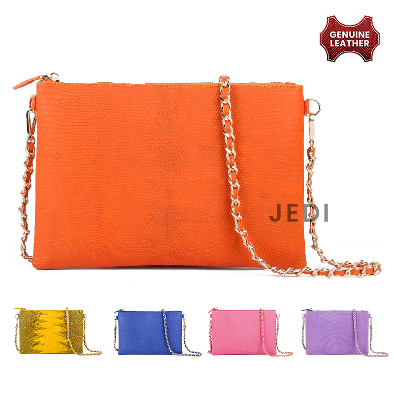 Jedi Tas Wanita Selempang Kulit Lizard Rantai Emas Kekinian Simply Tas Bahu Pesta Leather SlingBag