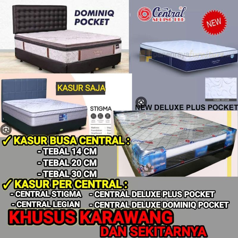 KASUR BUSA CENTRAL 180 160 140 120 TEBAL 20 30 14 / KASUR SPRINGBED CENTRAL DELUXE PLUS POCKET DOMIN