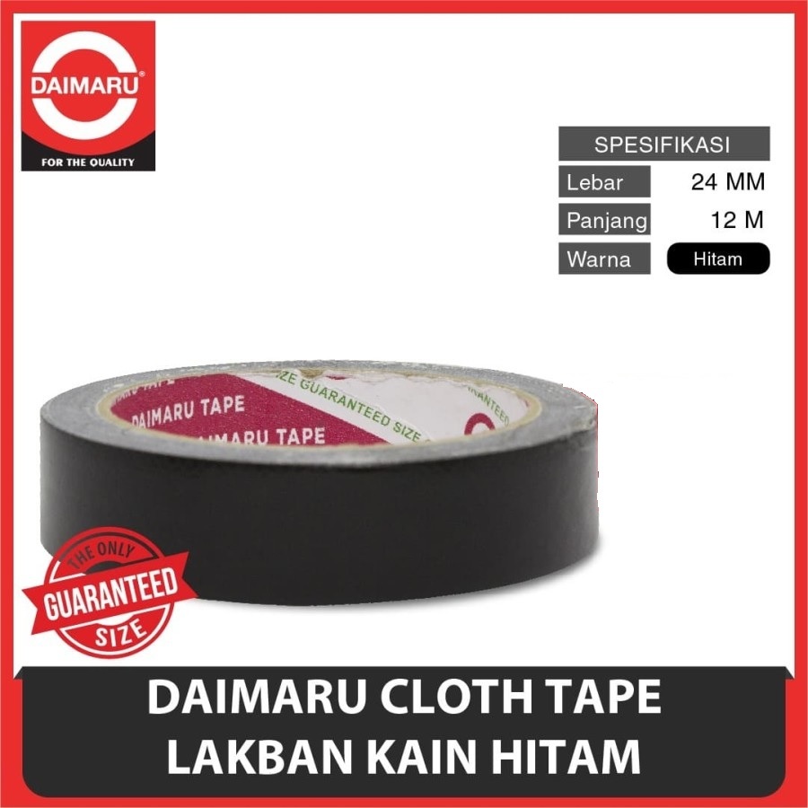

Cloth Tape/ Lakban Kain Warna Hitam 24 mm x 12 meter ( 1 Inch ) Daimaru