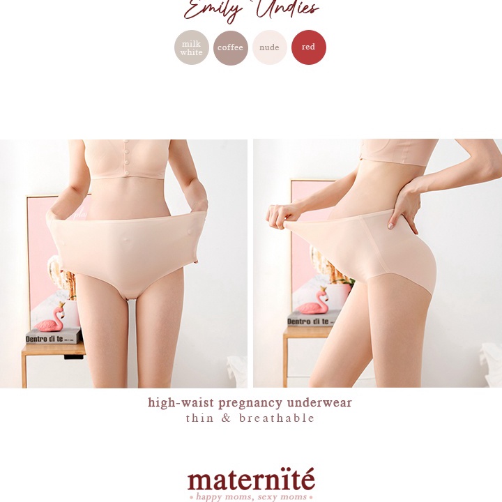 Terjamin Celana dalam hamil seamless / CD Hamil High Waist / Maternity Panties - Emily Undies.