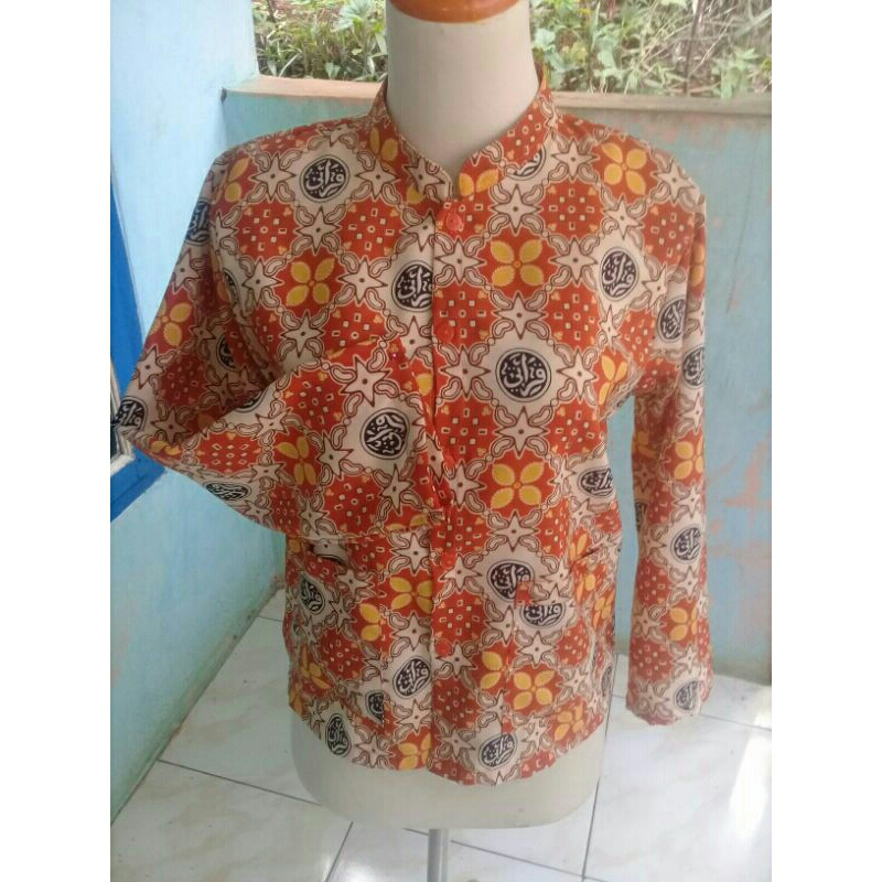 setelan sekolah madrasah diniyah batik qiroati  warna orange