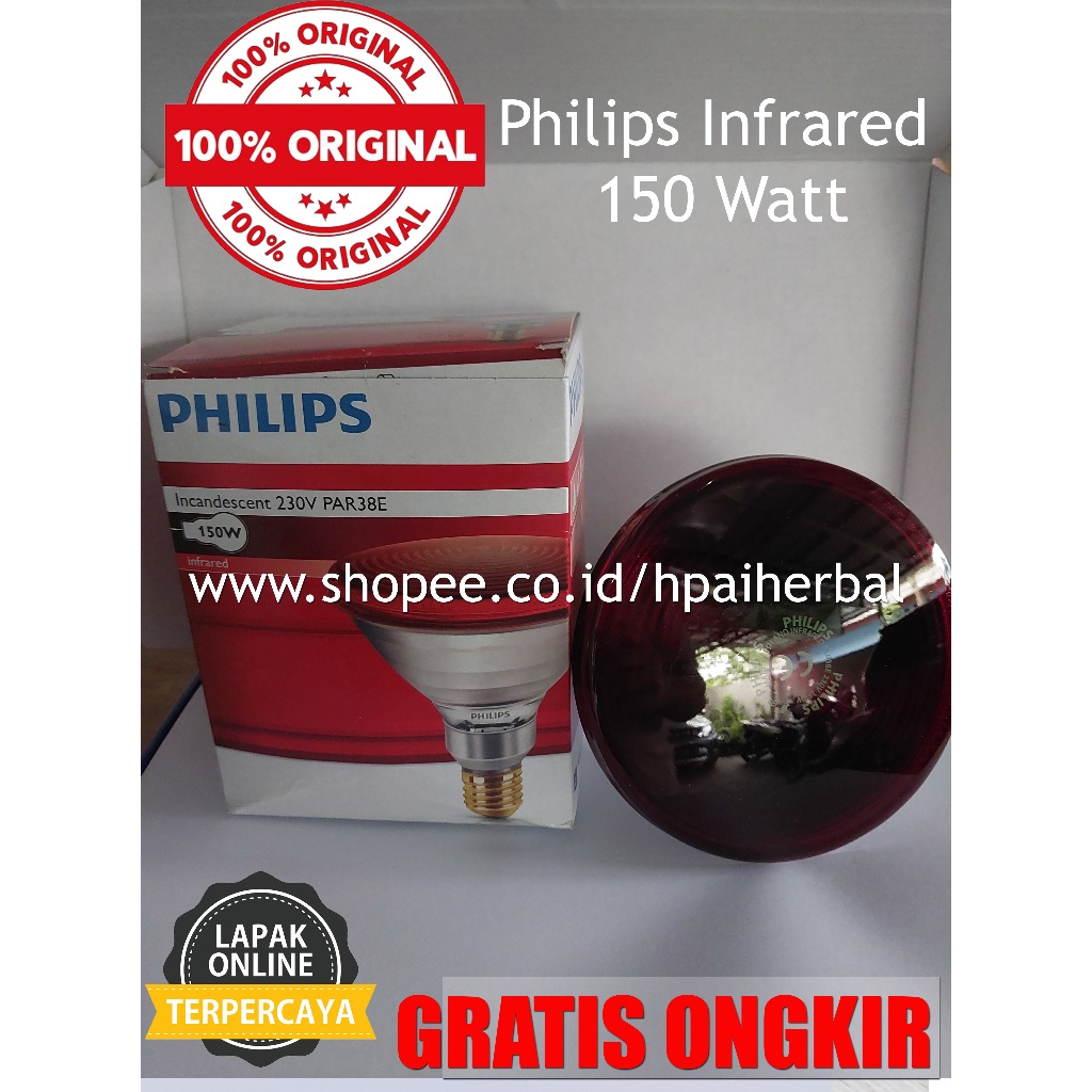 Lampu Infrared Philips 150 Watt / Lampu Terapi Infrared / Lampu Terapi Kesehatan