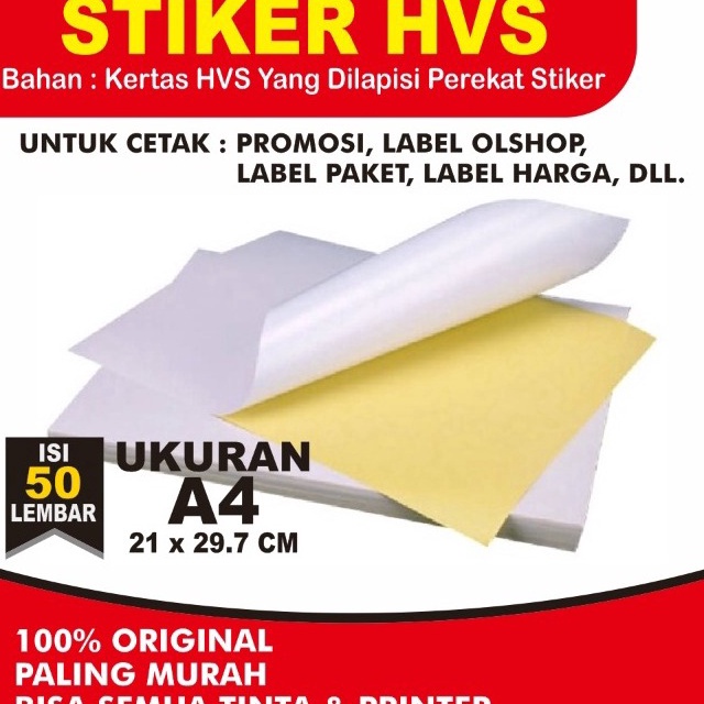 

Sticker HVS A4 isi 50 lembar / Kertas Stiker Inkjet Doff Matte A4