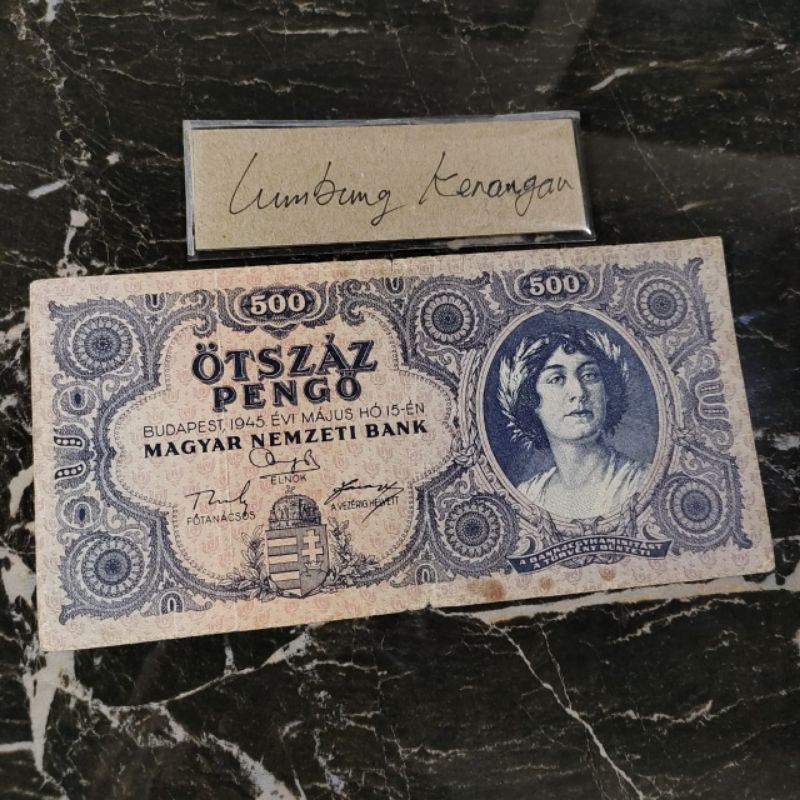 UA-2LK uang asing Hungaria 500 pengo 1945