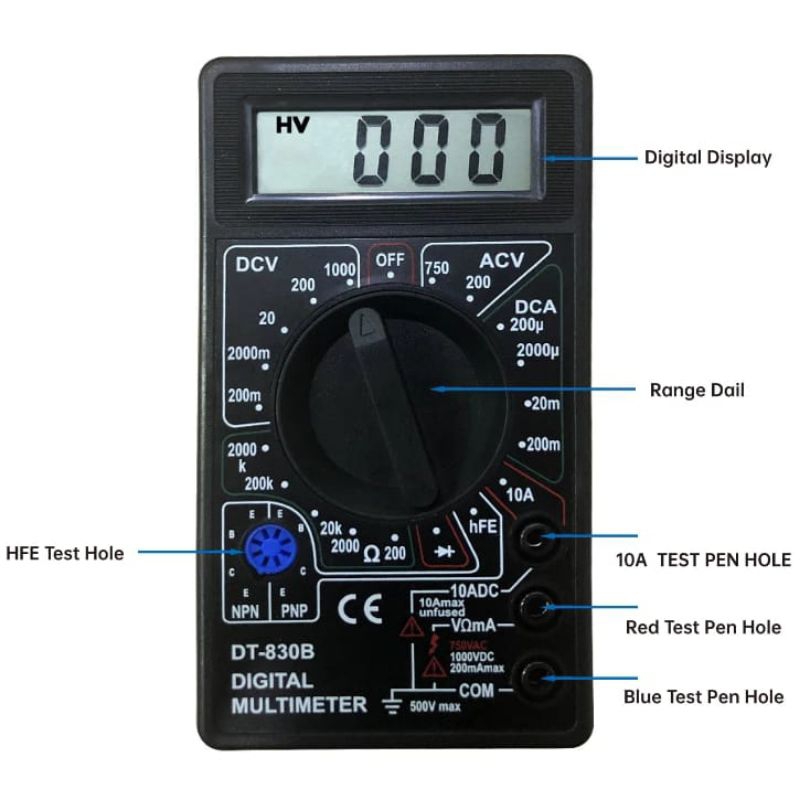 Multitester Digital DT830B - Digital Multimeter DT-830B