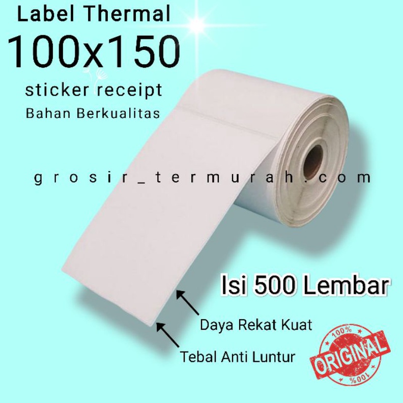 

12.12 STOK READY Kertas Thermal 100x150 mm isi 500 Pcs/ Label thermal barcode Roll A6 gas !!