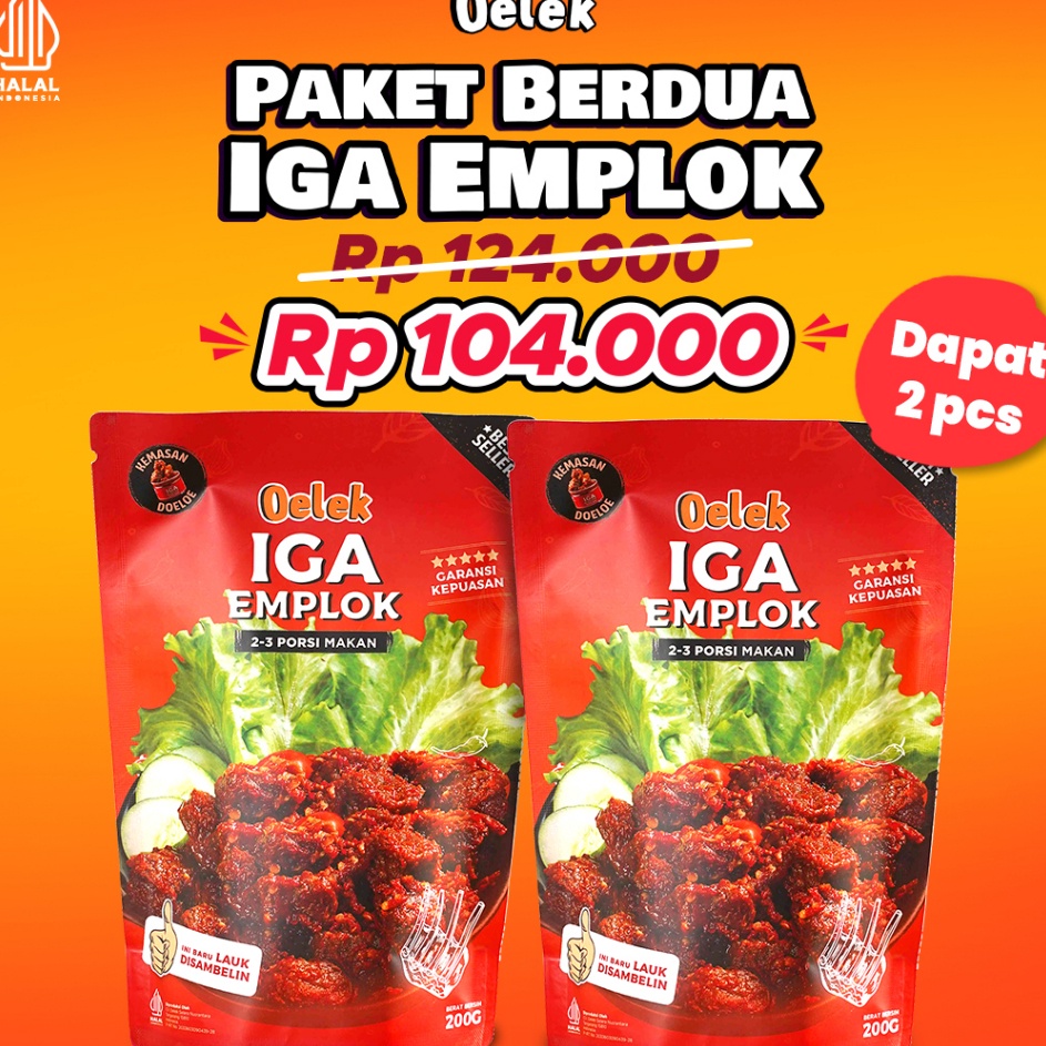

WPZV8954 (C6369] Paket Berdua Iga Emplok Oelek - 2 Pack Iga Emplok / Iga Mercon / Iga Sambal / Oseng Iga