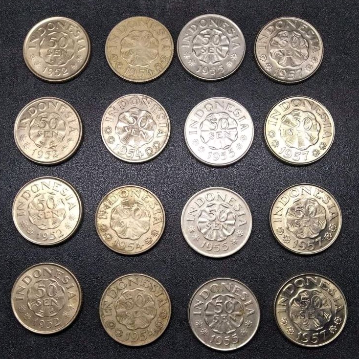 Uang koin kuno 50 sen Dipa Negara Diponegoro set lengkap