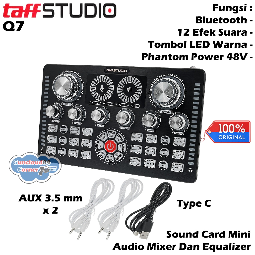 taffSTUDIO All Series Q7 V8 V8S V8 Plus F998  V300 Pro Sound Card Soundcard Bluetooth Live Audio Eff