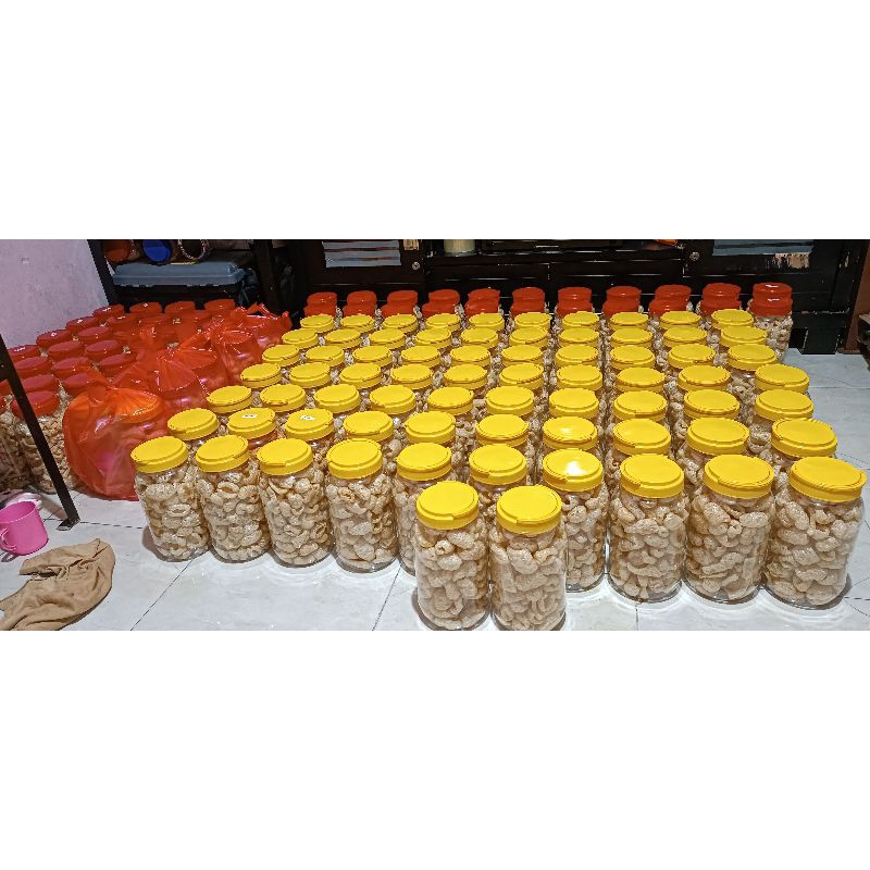 

Ay00! Kerupuk Kulit Babi Kerubi Garing Gurih Renyah Kerupuk Babi Toples 2liter 200gr & Plastik Klip