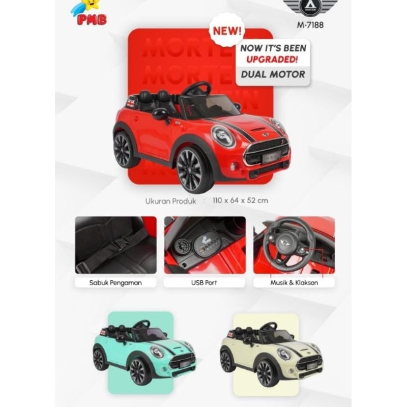 Mainan Mobil Aki PMB 7188 Mini Cooper M-7188