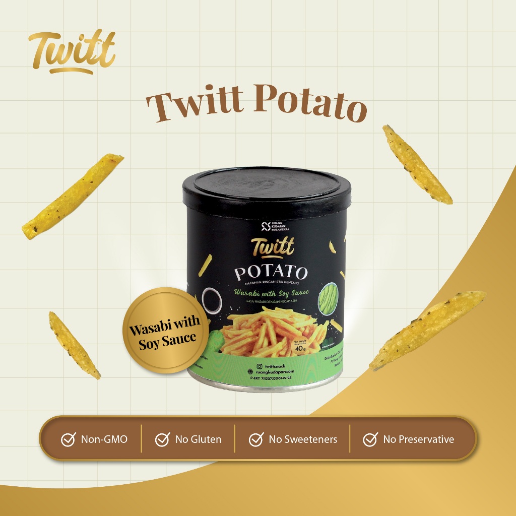 

Twitt Potato Wasabi witth Soy Sauce 40gr Stick Kentang