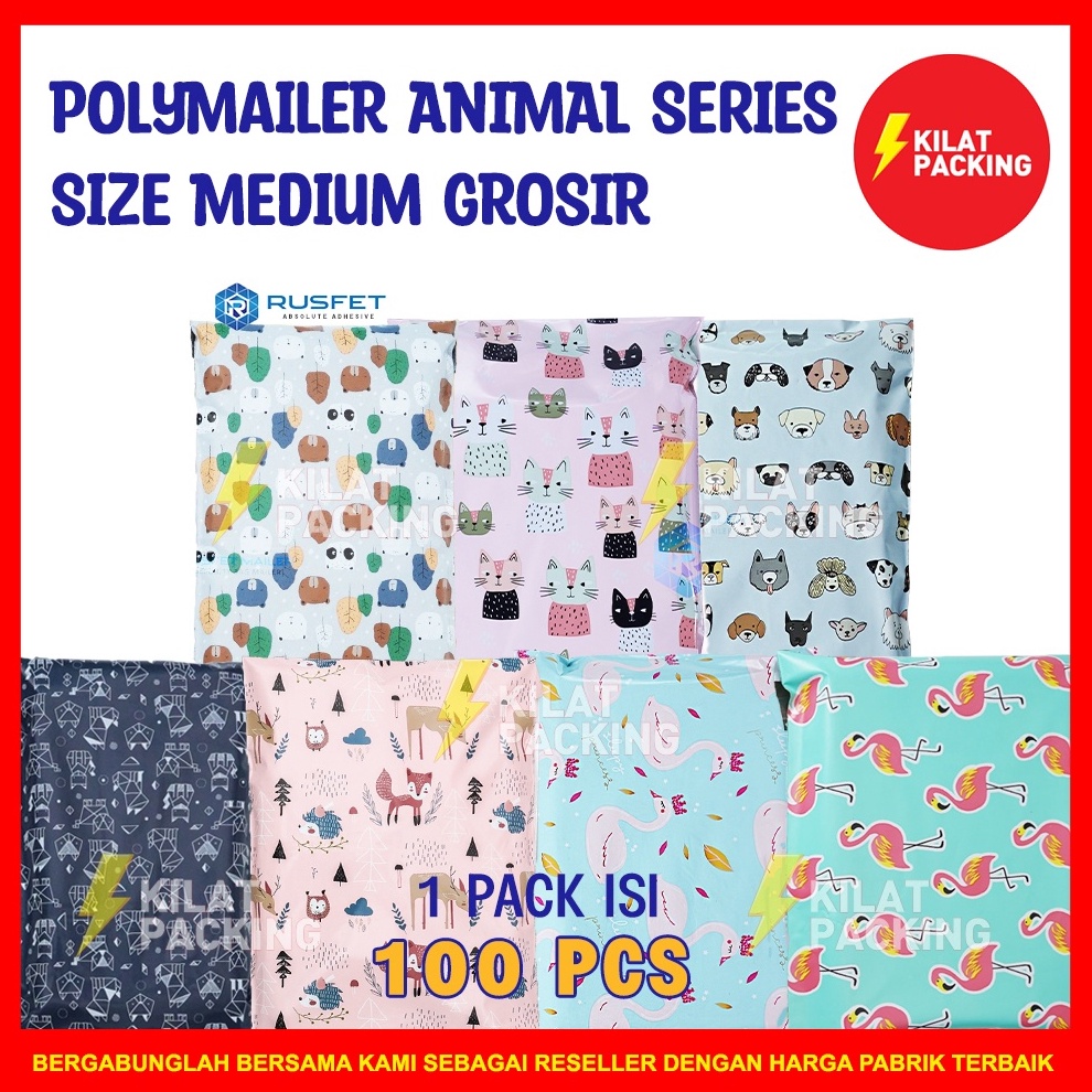 

MALL POLYMAILER ANIMAL SERIES SIZE MEDIUM / AMPLOP PLASTIK PACKING RUSFET PREMIUM TERMURAH - PACK !!!