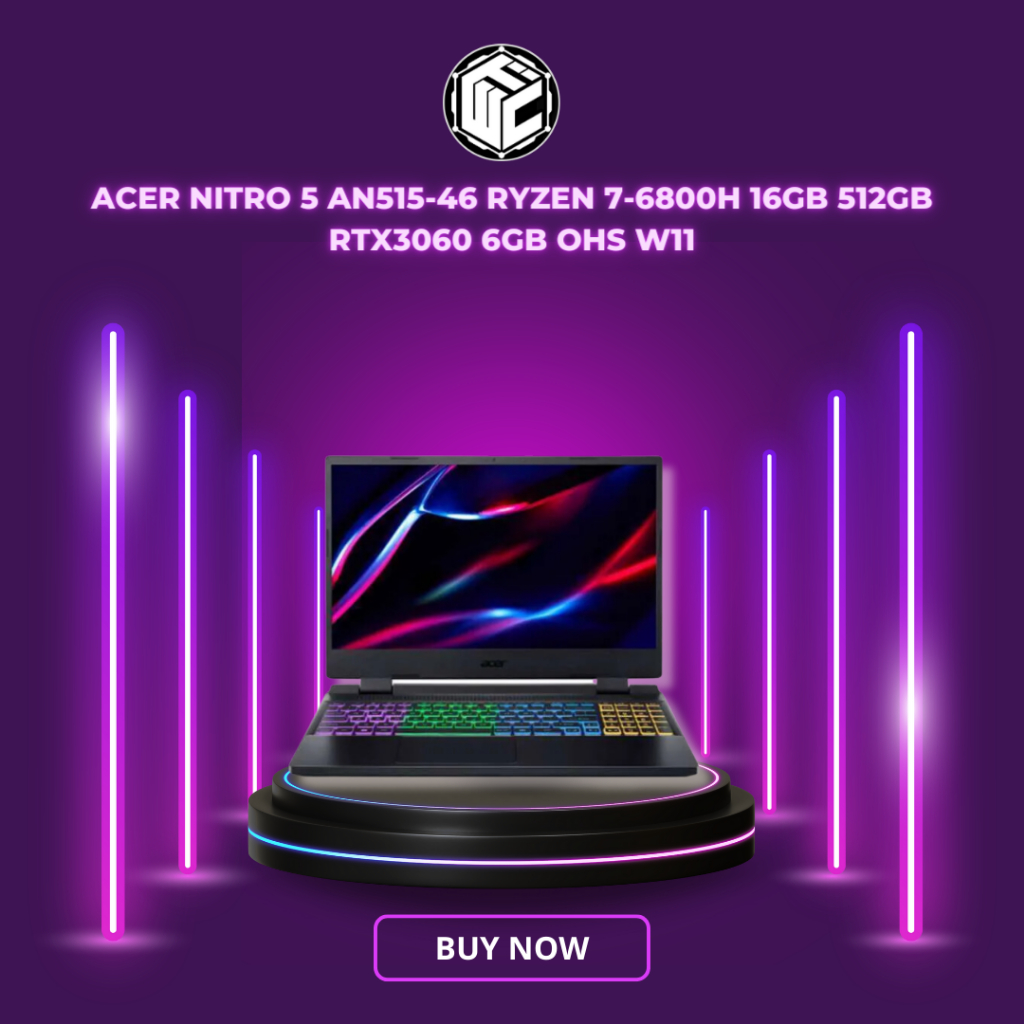 ACER NITRO 5 AN515-46 RYZEN 7-6800H 16GB 512GB RTX3060 6GB OHS W11