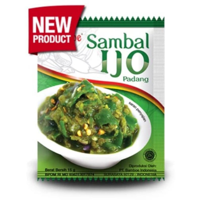 

Bamboe SAMBAL IJO Sachet 15g | Sambal Ijo Kemasan Sachet Merk Bamboe | Sambal Ijo ala Padang