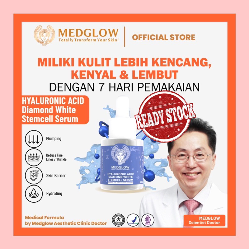 We Are Back Hyaluronic Acid Diamond White Stemcell Serum MEDGLOW CLINIC | BPOM HALAL Skincare Whiten