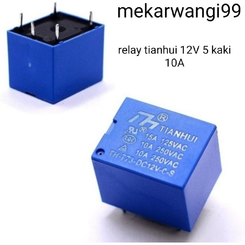 relay Tianhui 12V 5 kaki 10A (isi 10pcs )/relay 12V 5pin 10A Tianhui