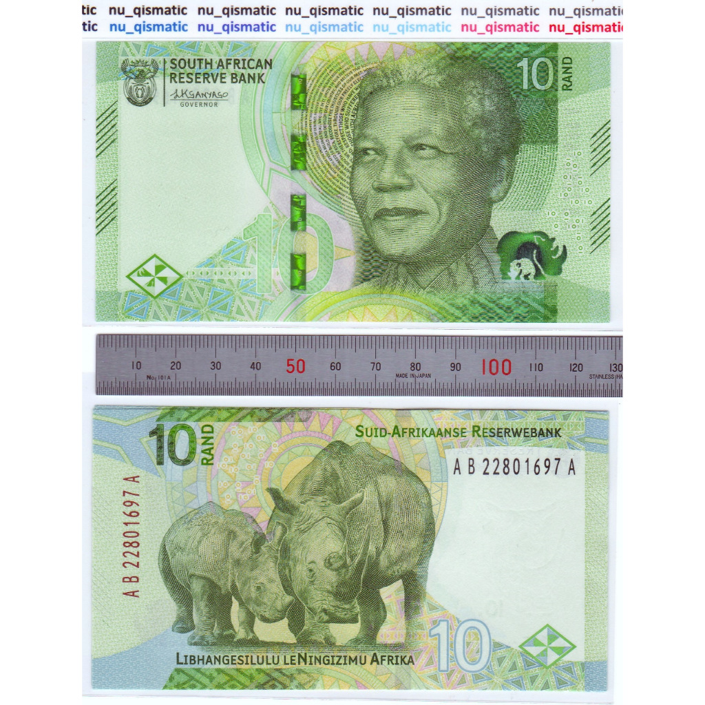 Uang Afrika Selatan 10 South Africa 10 Rand , 2023 , UNC Baru Super Gress P# 148a, ud