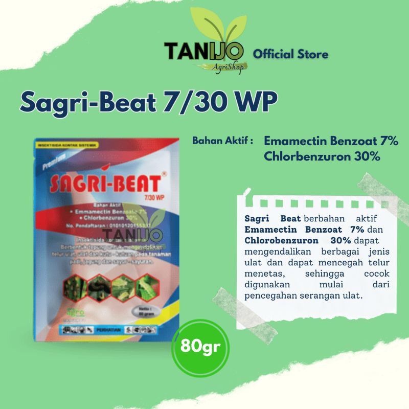 Sagri Beat 7/30 WP 80gr Obat Ulat Tanaman Padi Jagung Buah dan sayur
