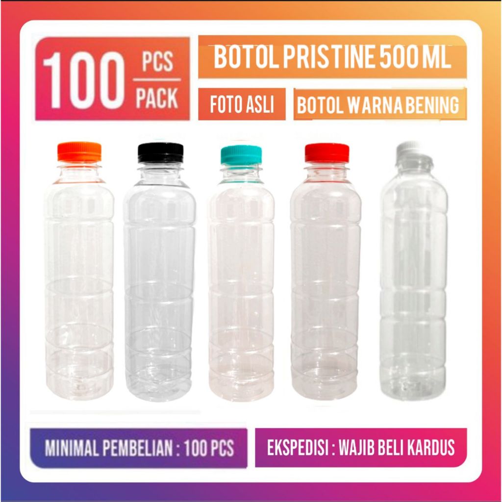 Botol Plastik 500 ml-Botol Pristine 500 ml-Botol Minum 500 ml 100 pcs