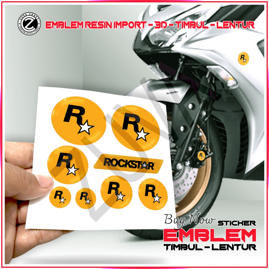 STIKER MOTOR 1 PAKET STIKER MOTOR LOGO ROCKSTAR STIKER NMAX STIKER AEROX STIKER EMBLEM NMAX AEROX
