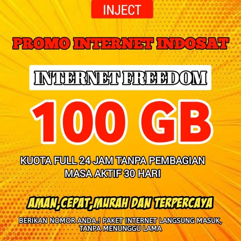 PROMO INTERNET INDOSAT - FREEDOM 100GB KOUTA BERLAKU NASIONAL MASA AKTIF 30 HARI