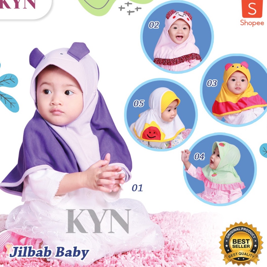 QHLN8087 [PROMO MURAH] KYN Jilbab Bayi 0-12 Bulan Hijab Baby/Kerudung Anak Lucu