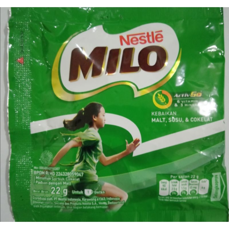 

susu bubuk milo 22 gr per renceng isi 10 sachet