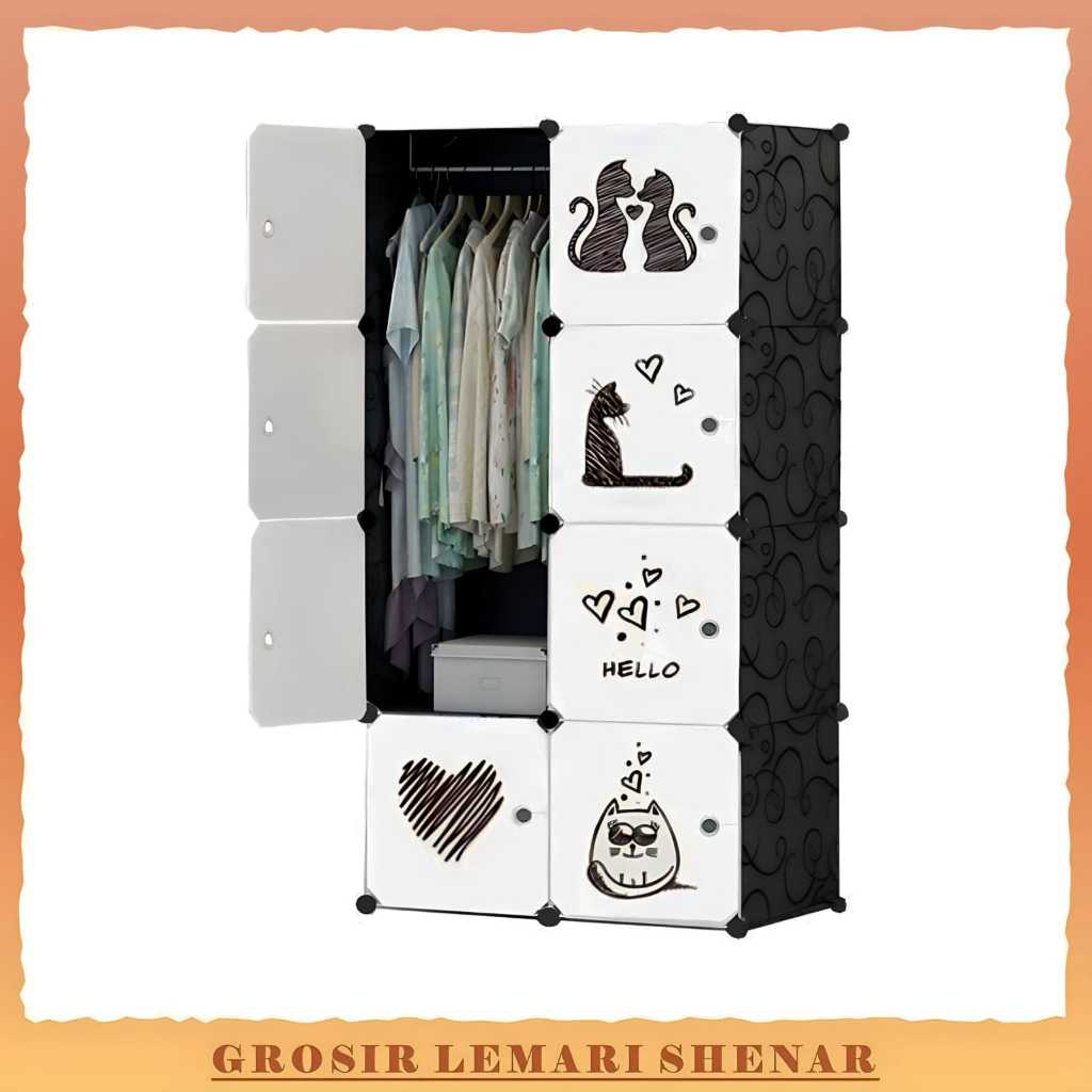 SHENAR Lemari Pakaian Plastik Rak Susun  Baju Anak Portable Lemari Portable Karakter