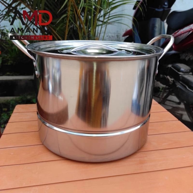 Panci Stainless Steel Tebal Stockpot Dandang Steamer kukusan Panci Stainless Steel Kukus Serbaguna