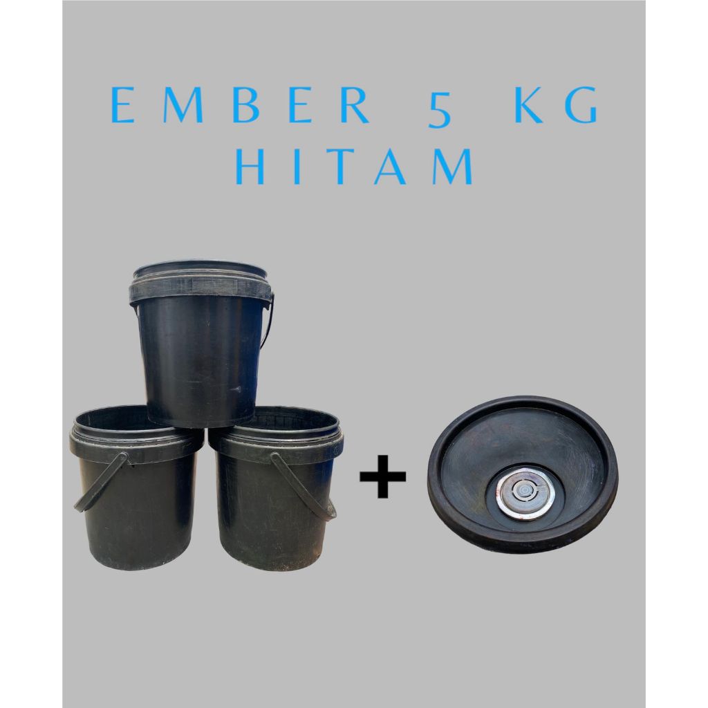 PAIL PLASTIK BEKAS CAT 5KG EMBER PLASTIK BEKAS CAT 5KG HITAM POLOS PLUS TUTUP