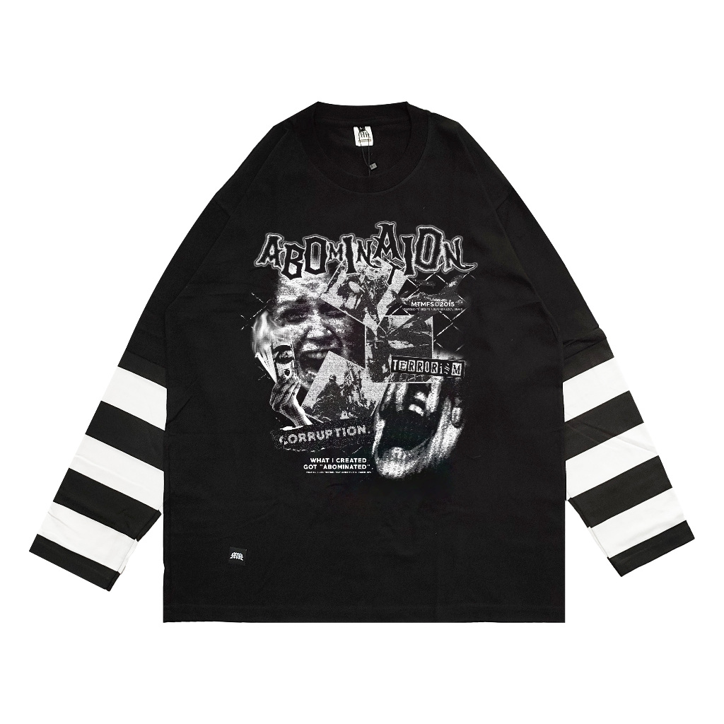 Metamorfosis Clothing - Longsleeve Oversized Tshirt Double Layer Abomination Black Cotton Combed 24s