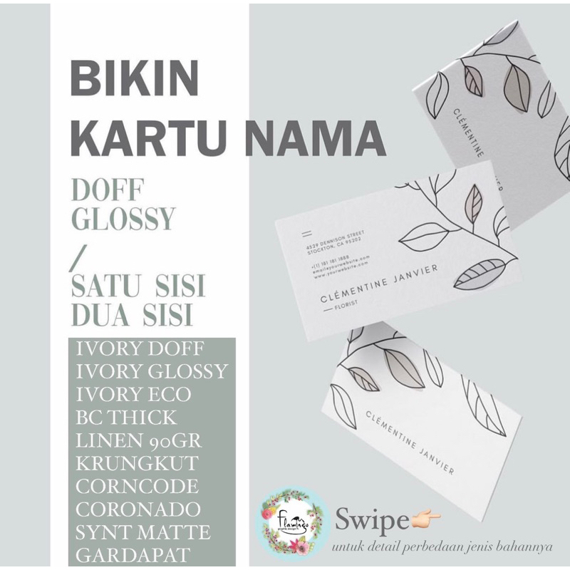 

KARTU NAMA BERBAGAI JENIS 1sisi dan 2sisi
