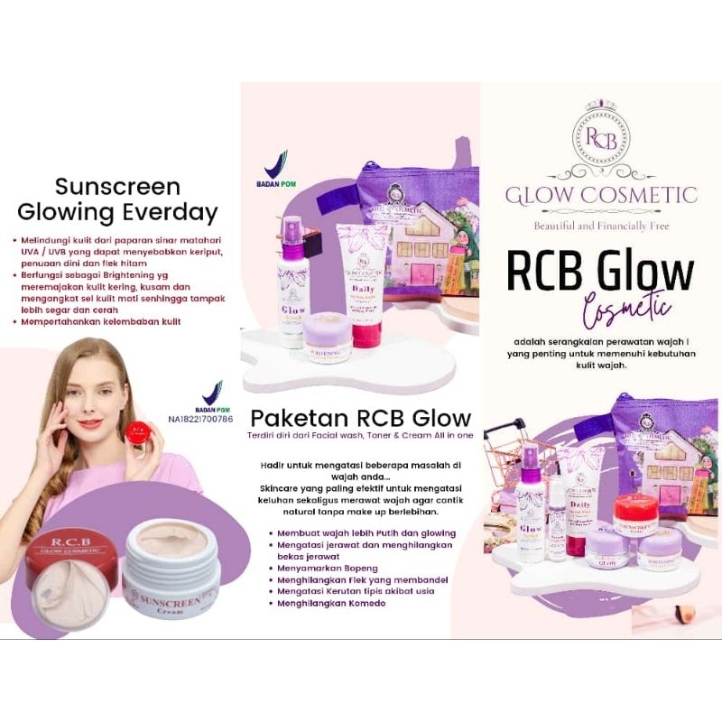 Rcb glow kosmetik (Cream, sabun, toner)