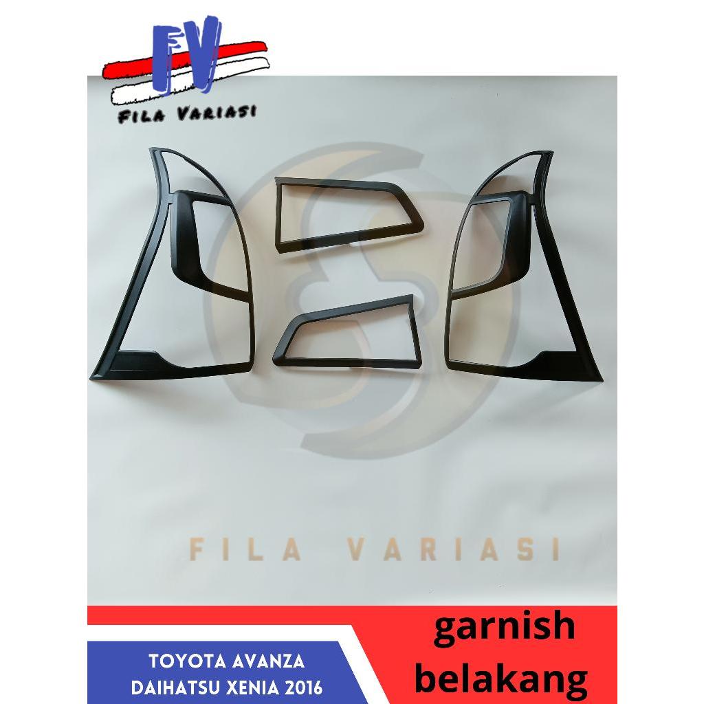 Garnish Belakang Cover Lampu Mobil Toyota Avanza Xenia 2016 Hitam Doff